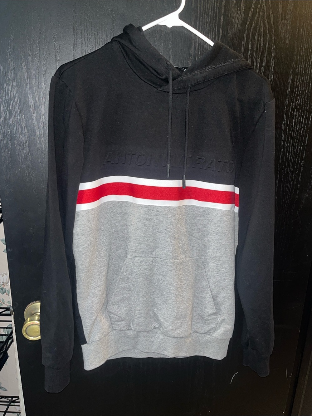 Antony Morato Black, Gray & Red Color-Block Pullover Hoodie